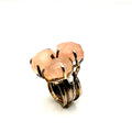 Vintage 90s Sterling Silver Rose Quartz Triple Cluster Statement Ring