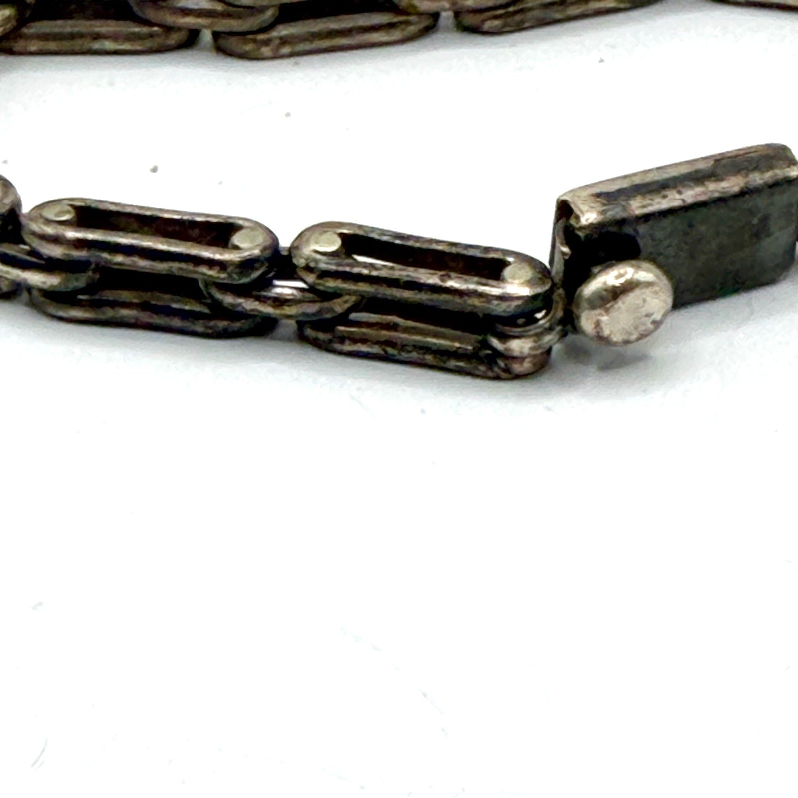 Vintage 90s Stamped Sterling Silver Modernist Geometric Link Statement Bracelet