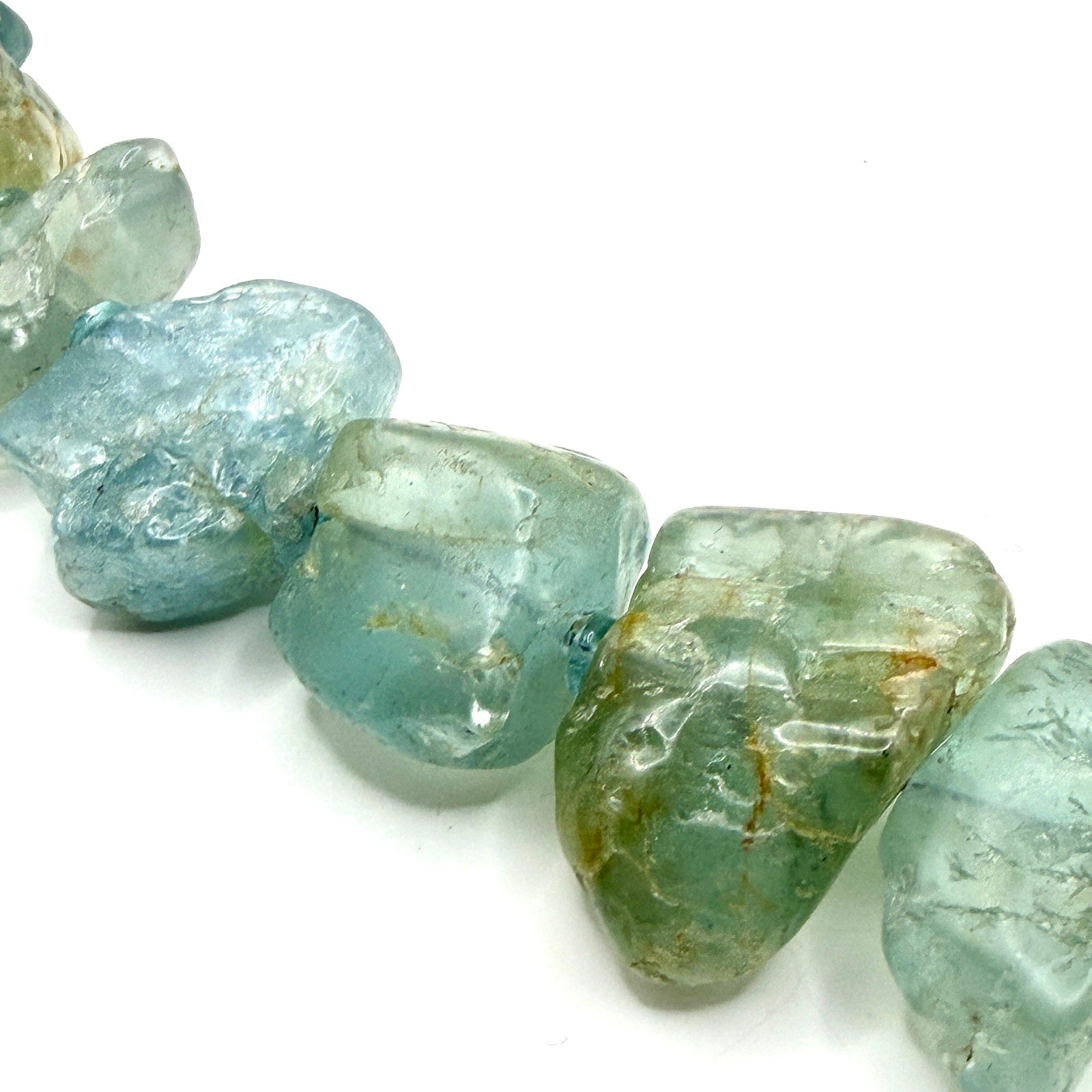 Vintage 90s Ice Blue Aquamarine Raw Nugget Statement Choker Necklace