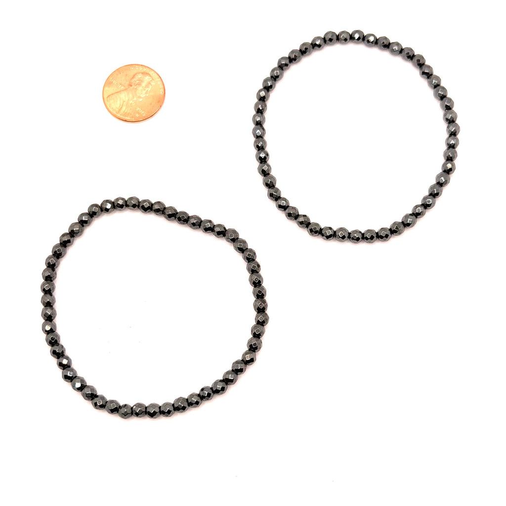 Pair of Faceted Hematite Bead Stretch Bracelets