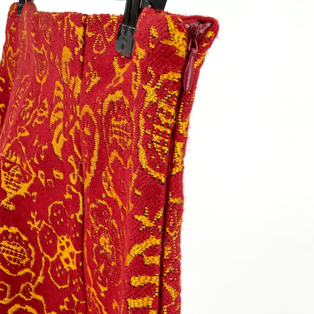 Bimba & Lola Brick Red Yellow Textured Tapestry A Line Skirt