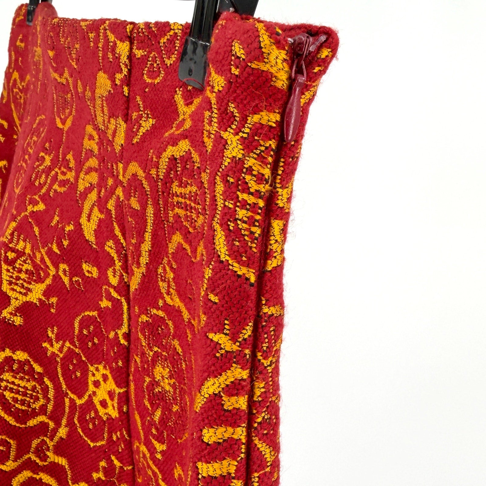 Bimba & Lola Brick Red Yellow Textured Tapestry A Line Skirt