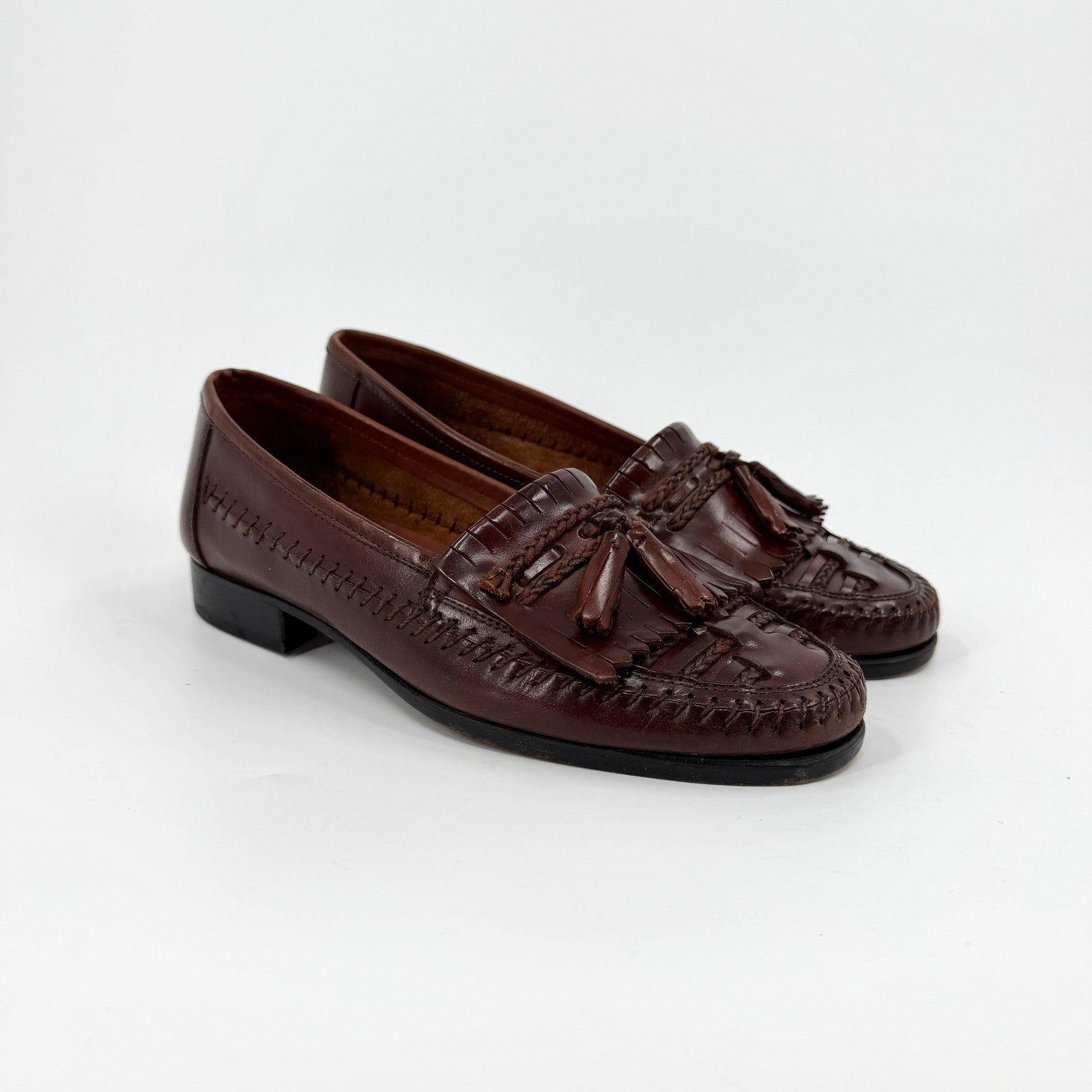 Vintage 90s Donato Marrone Brown Genuine Leather Tassel Kiltie Loafers