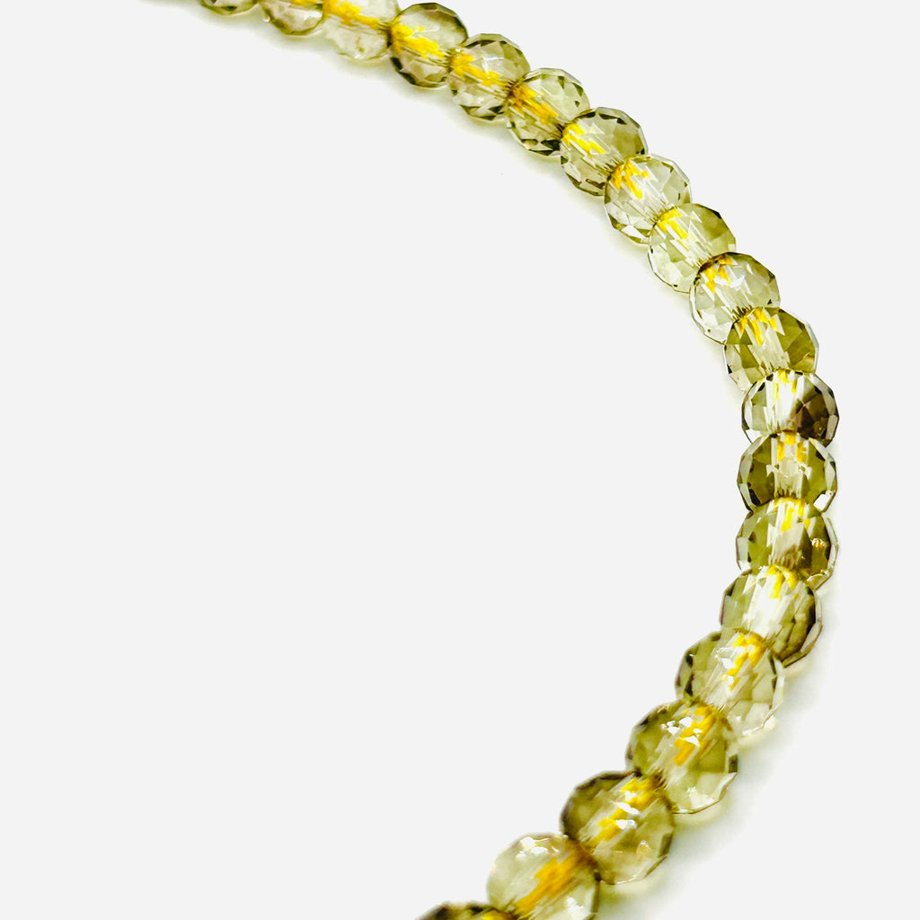 Vintage Faceted Glass Crystal Yellow Transparent Adjustable Bead Necklace