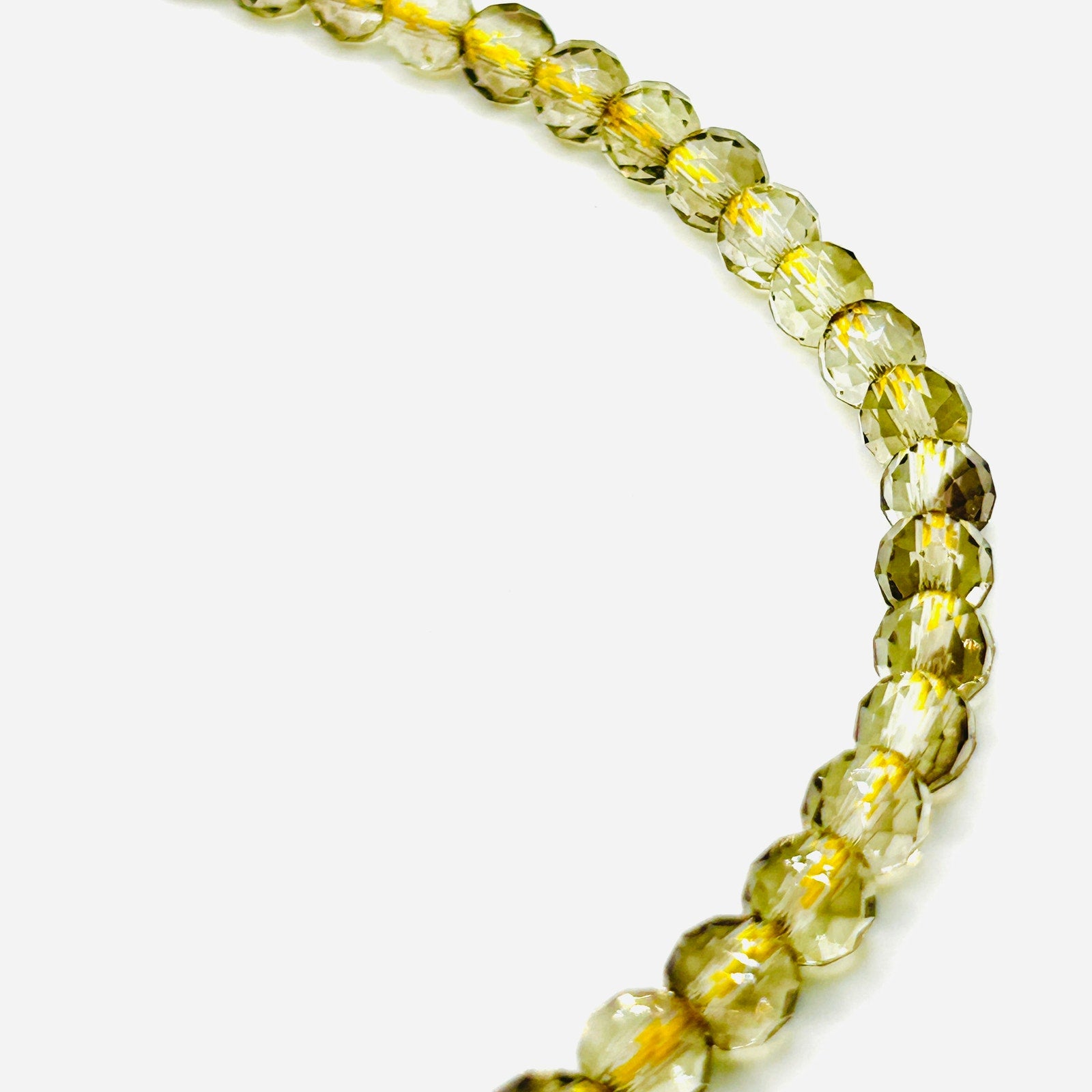 Vintage Faceted Glass Crystal Yellow Transparent Adjustable Bead Necklace