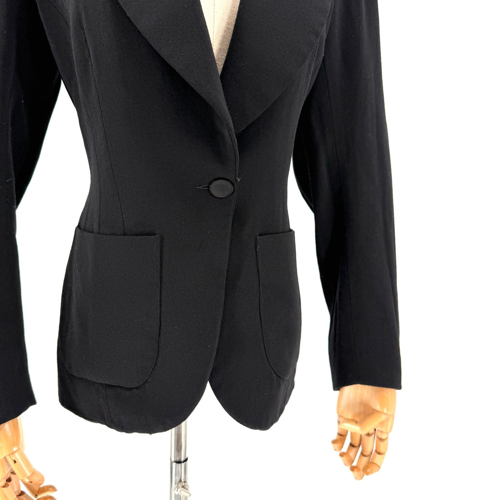 Vintage 80s Lolita Lempicka Black 100% Wool Sharp Tailoring Puff Sleeve Blazer