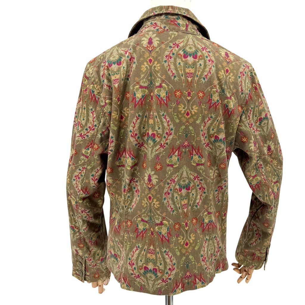 Vintage Y2K Liz Claiborne Olive Green Tapestry Cotton Paisley Print Jacket