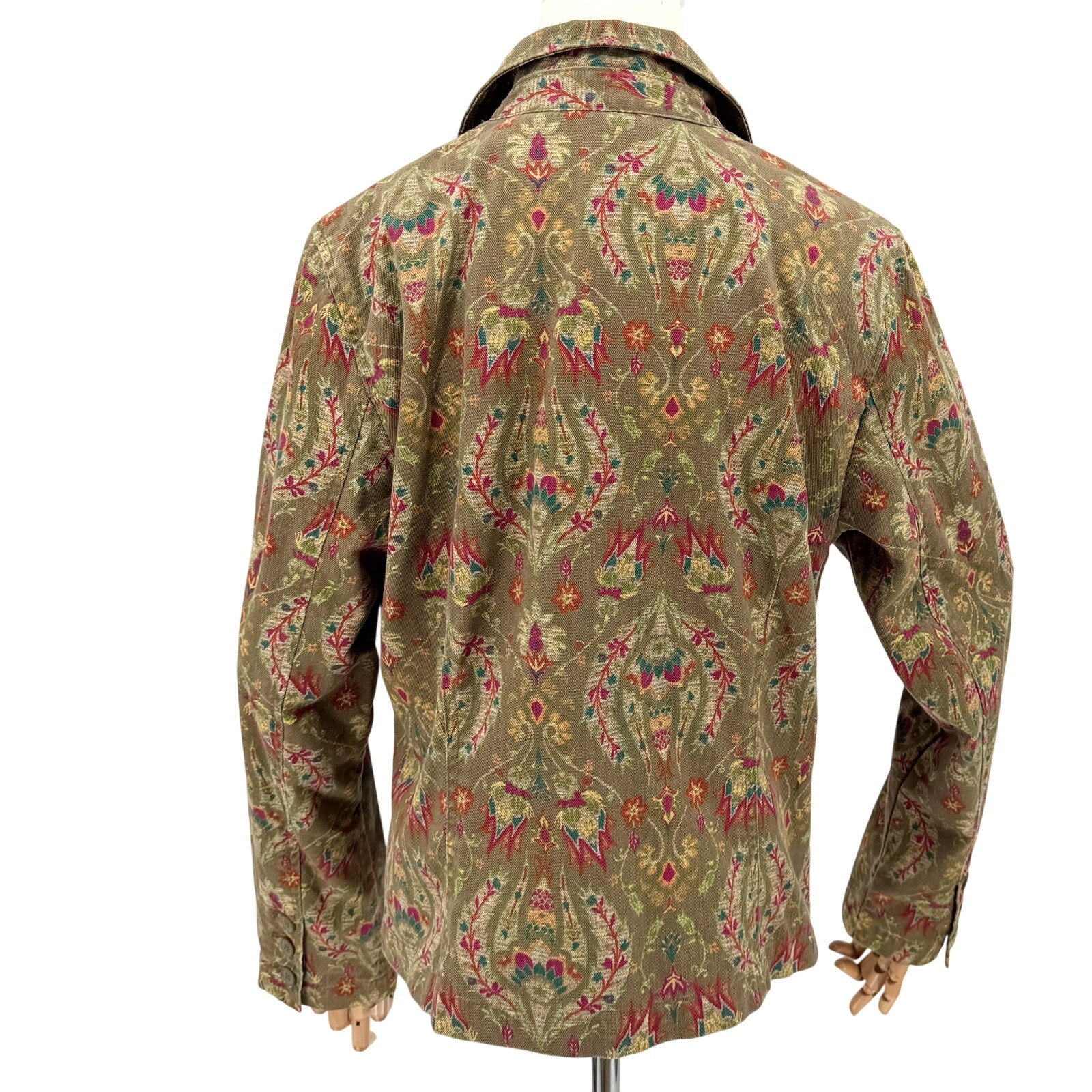 Vintage Y2K Liz Claiborne Olive Green Tapestry Cotton Paisley Print Jacket