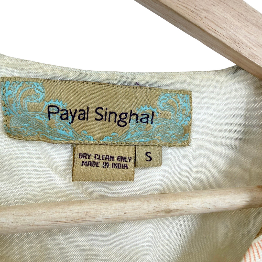 Payal Singhal Ivory 100% Silk Mirror Embellished Sari Blouse Crop Top
