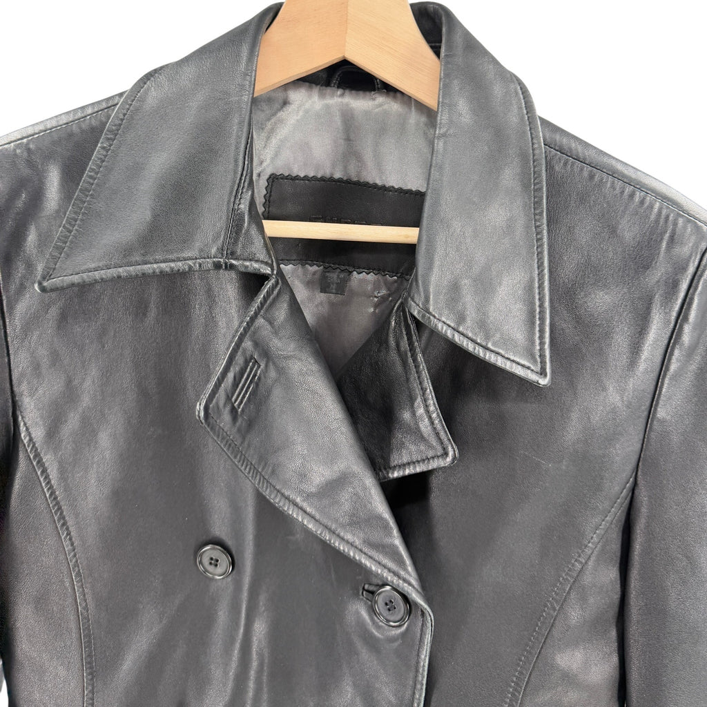 Vintage 90s Guess Mod Black Genuine Leather Double-Breasted Jacket
