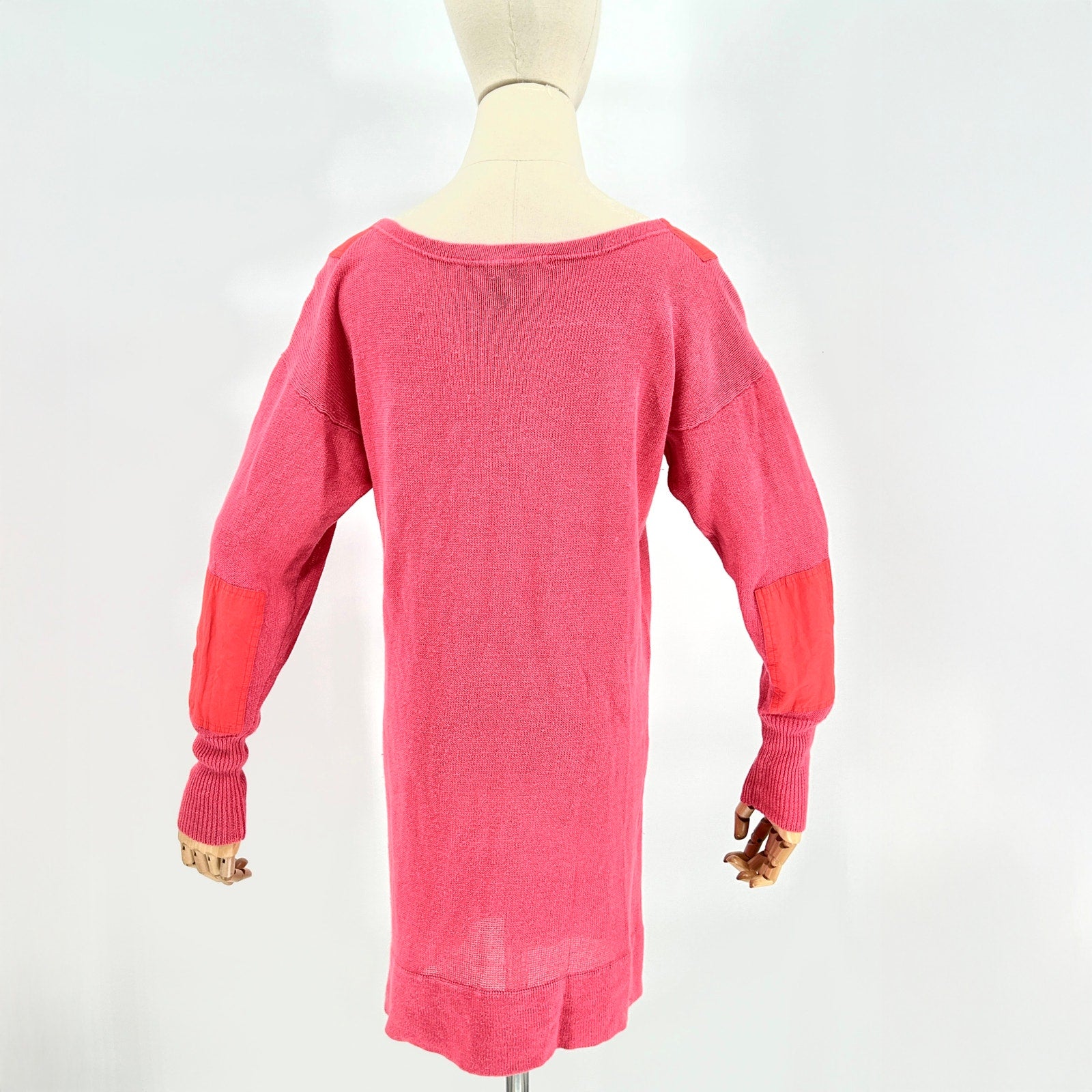 Marc by Marc Jacobs Hot Pink Red 100% Cotton Shoulder Elbow Patch Sweater Dress