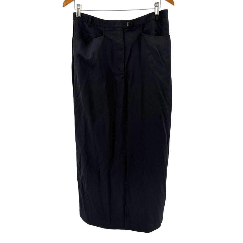 Vintage 90s Hunt Club Minimalist Black Preppy Back Slit Pencil Maxi Skirt