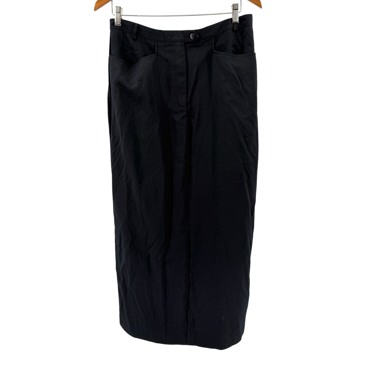 Vintage 90s Hunt Club Minimalist Black Preppy Back Slit Pencil Maxi Skirt