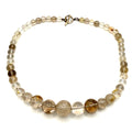 Vintage 90s Rutilated Quartz Graduated Bead Sterling Toggle Necklace