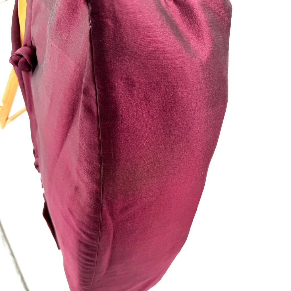 Vintage Y2K Iridescent Purple Padded Silk Asian Style Tote Handbag
