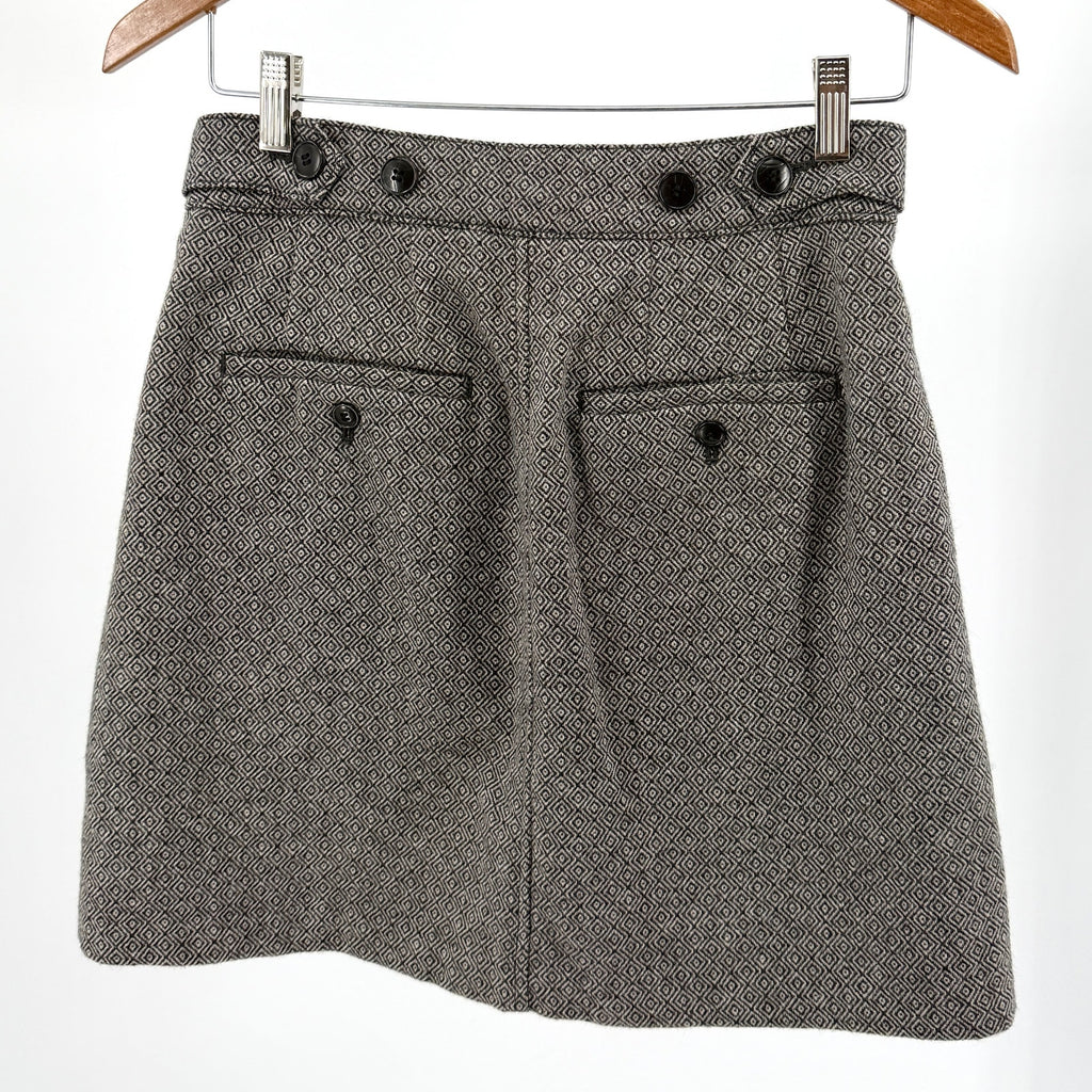 Madewell Black White Diamond Button Front A-Line Mini Skirt