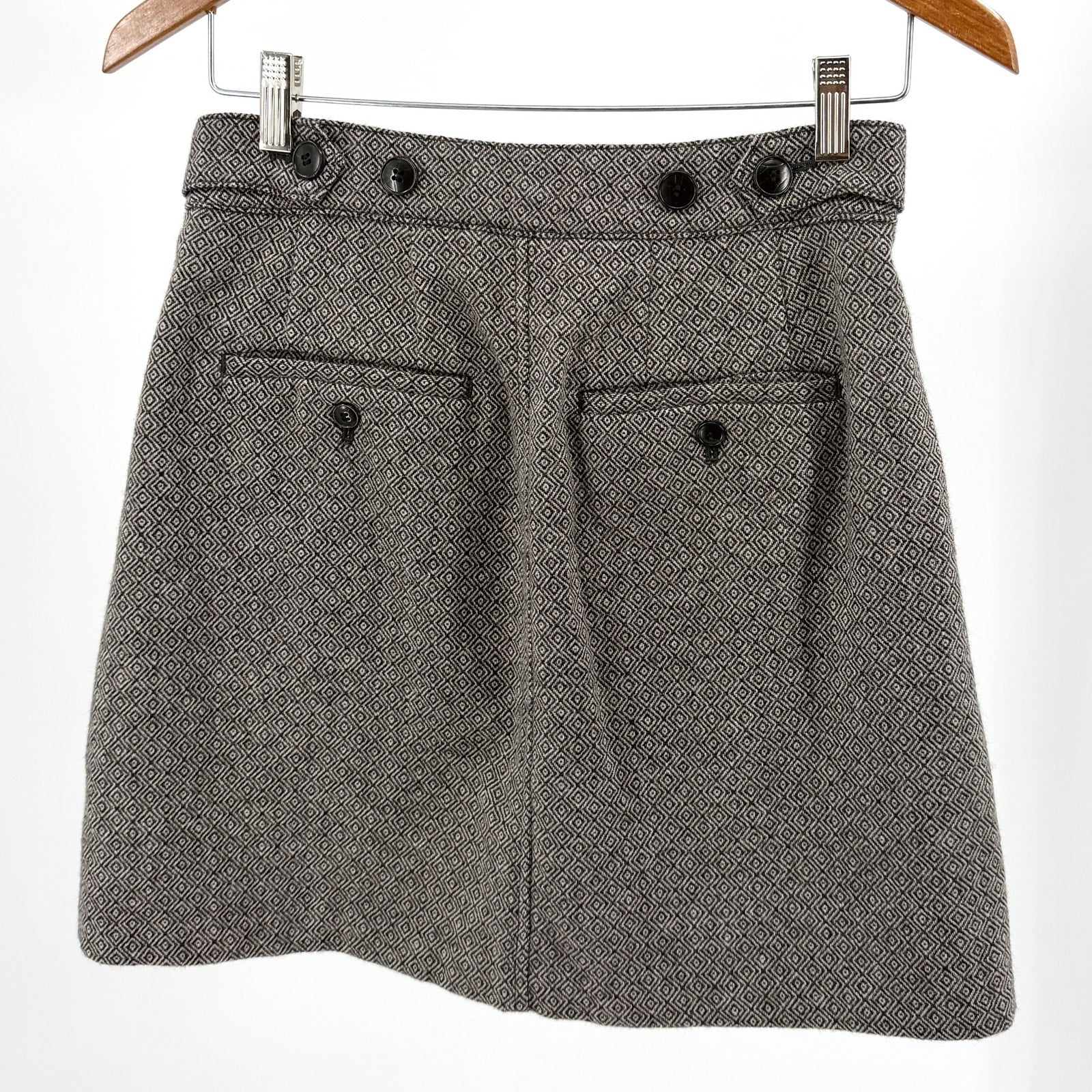 Madewell Black White Diamond Button Front A-Line Mini Skirt