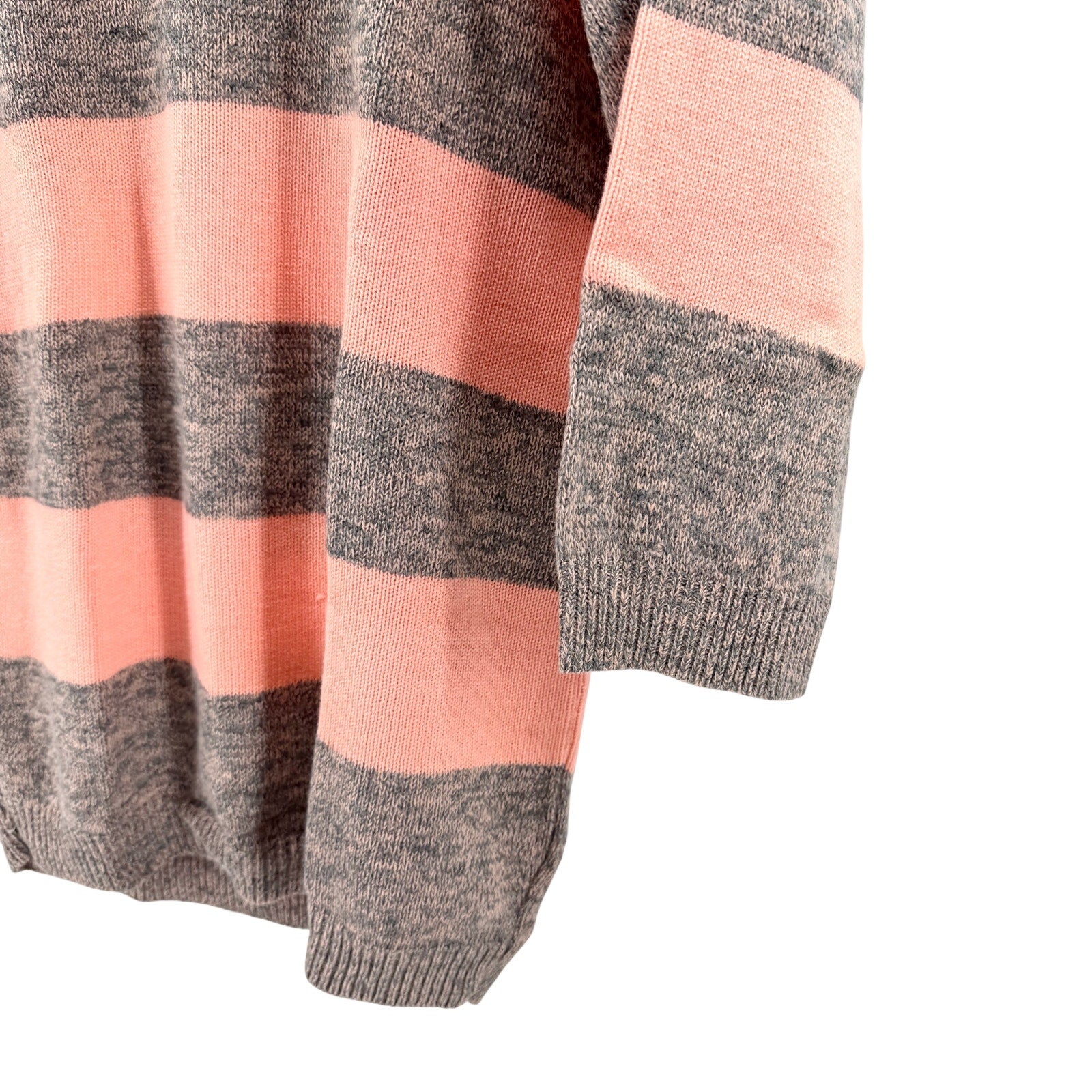 Vintage 80s Eckerson Lane Pink Gray Striped Collared Pullover Sweater
