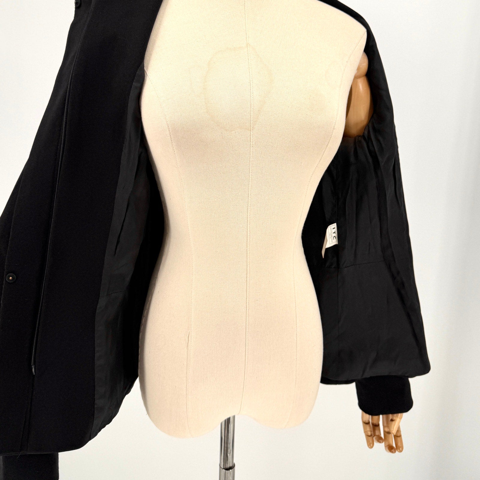 Vintage Y2K Gianfranco Ferre Black Technical Structured Peplum Zip Jacket