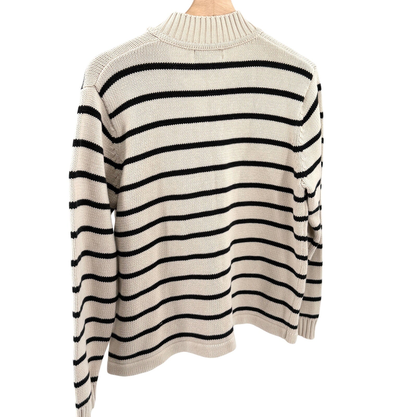 Vintage Y2K Charter Club Cream Black 100% Cotton Gold Crest Half Zip Sweater