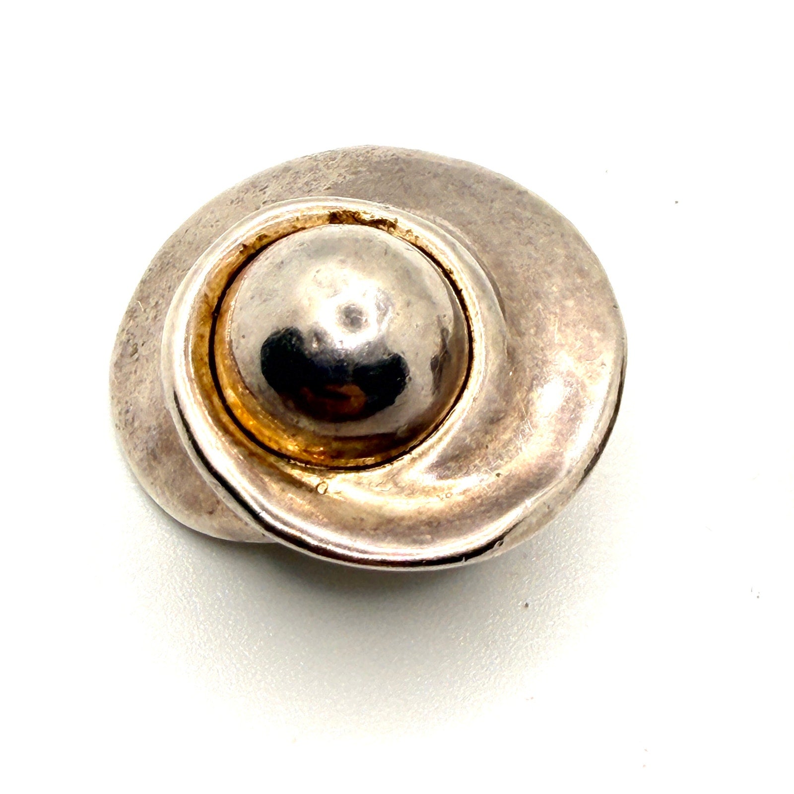 Vintage 90s Stamped Sterling Silver Israel Modernist Hollow Clip On Earrings