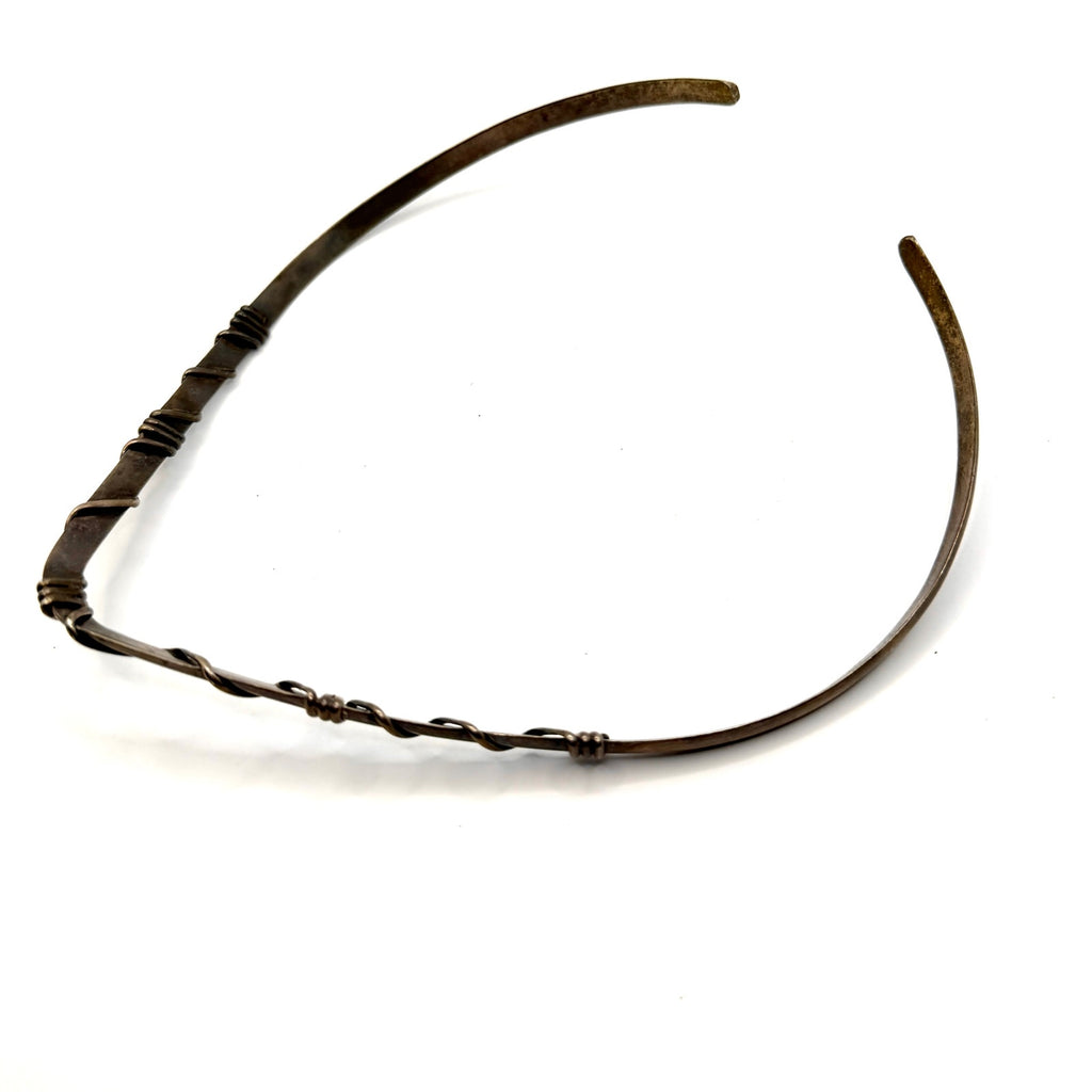 Vintage 90s Sterling Silver Wire Wrapped V Neck Collar Choker Necklace