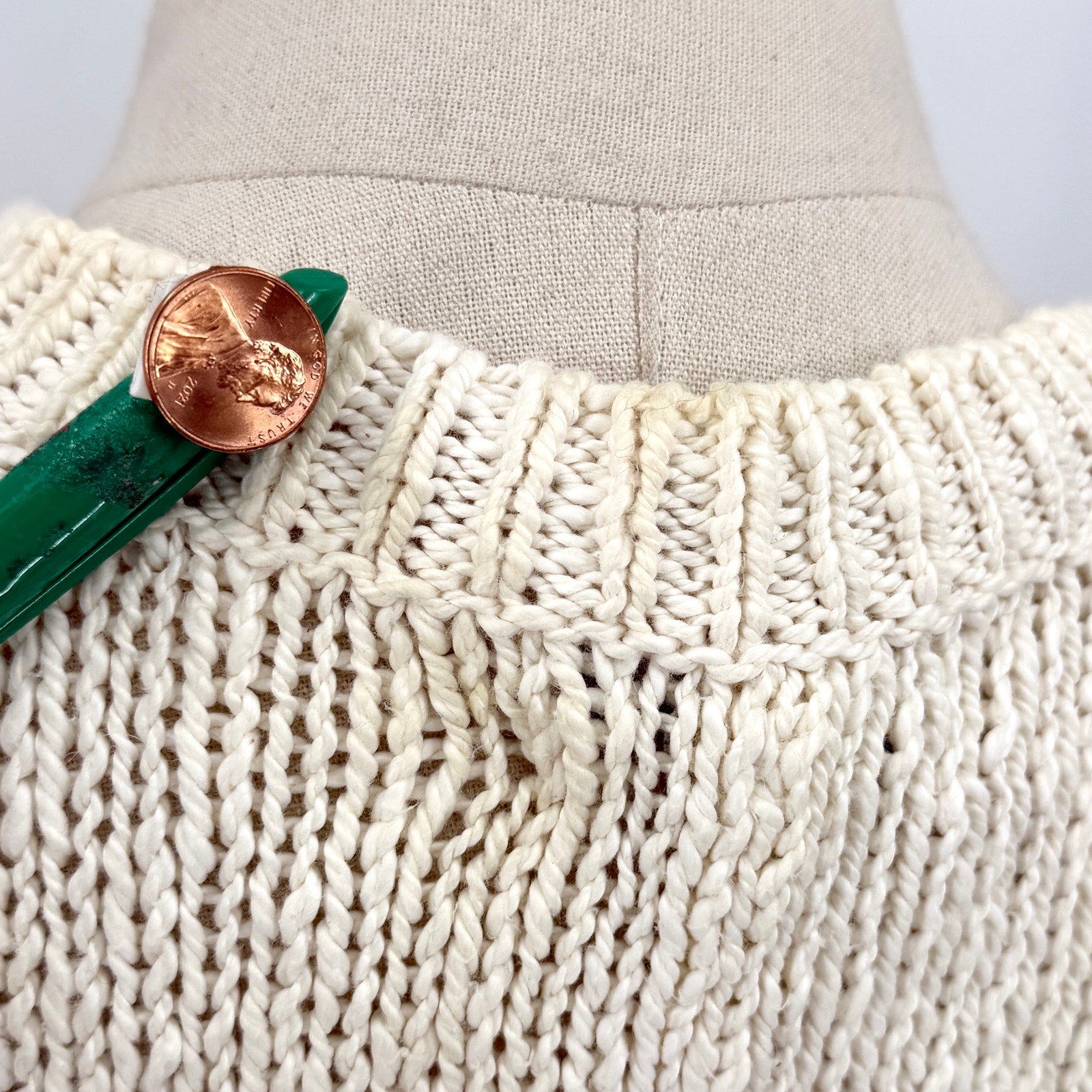 Vintage Y2K Talbots Ivory Pima Cotton Fringe Trim Poncho Sweater