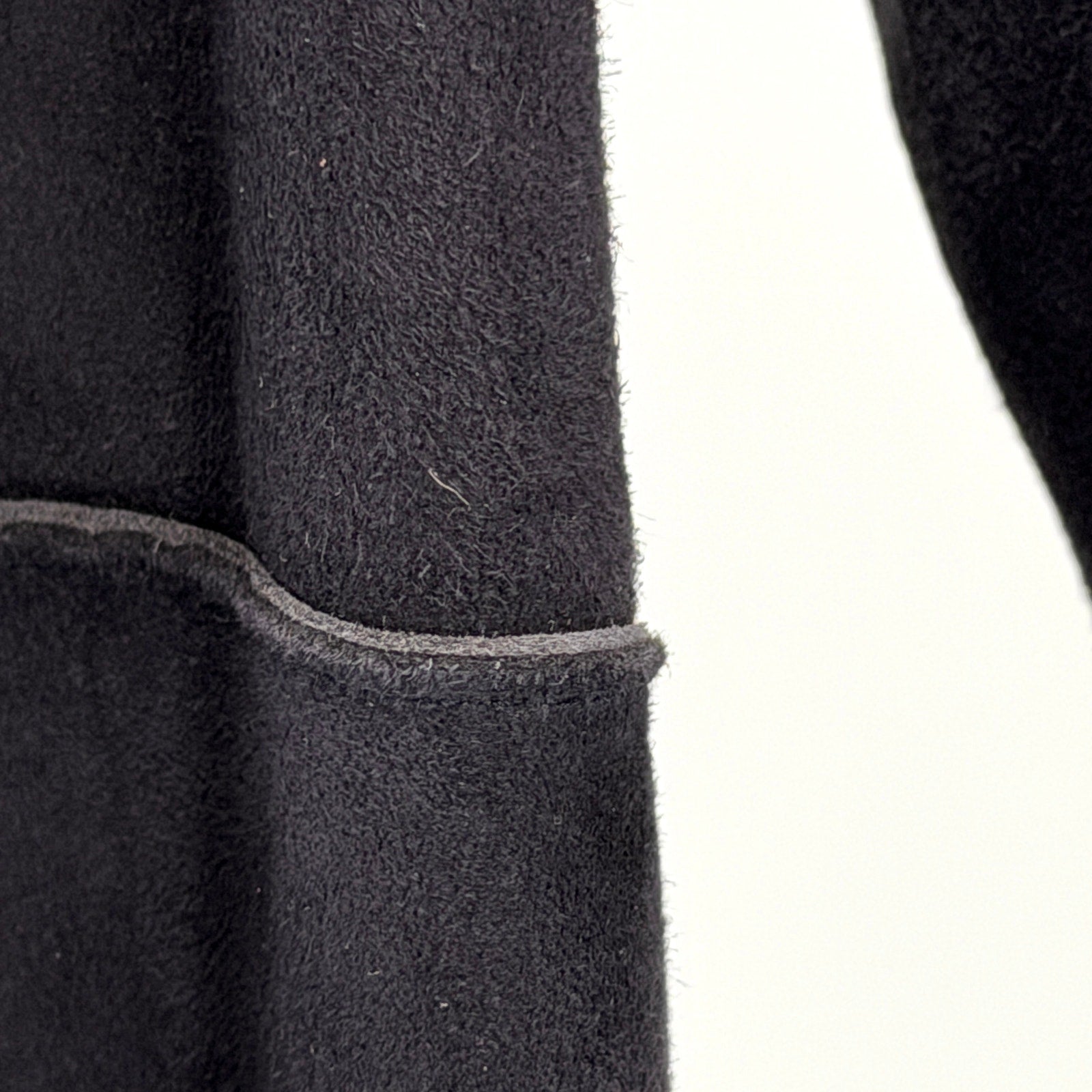 Jigsaw Gray Dark Charcoal Reversible Genuine Suede Fringe Jacket