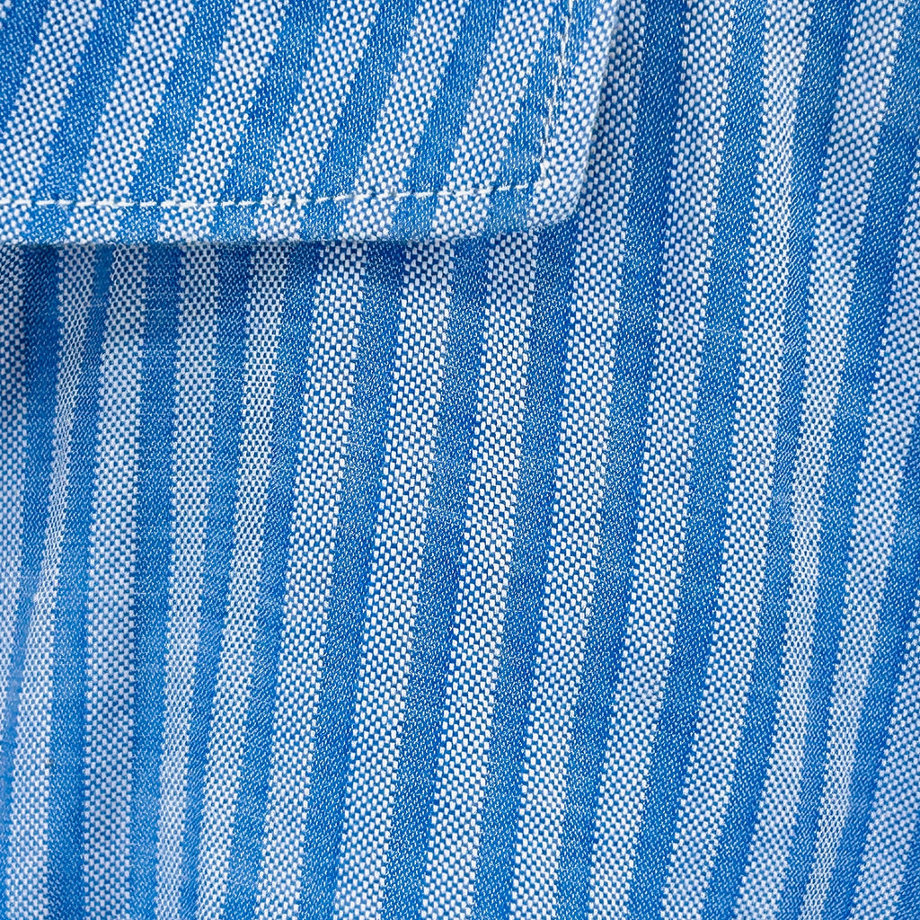 Rochas Blue White Thin Striped Cotton Button Down Dress Shirt
