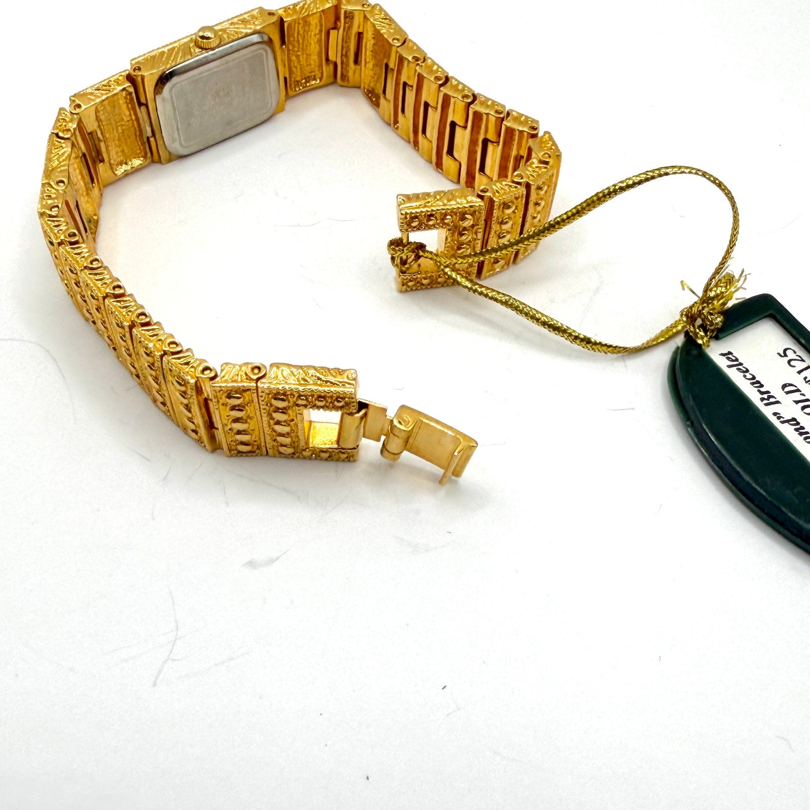Vintage 80s Geneva One Mic Gold Faux Diamond Glam Cocktail Watch Bracelet
