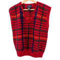 Vintage 80s Allen Solly Red 100% Wool Tartan Preppy V-Neck Sweater Vest
