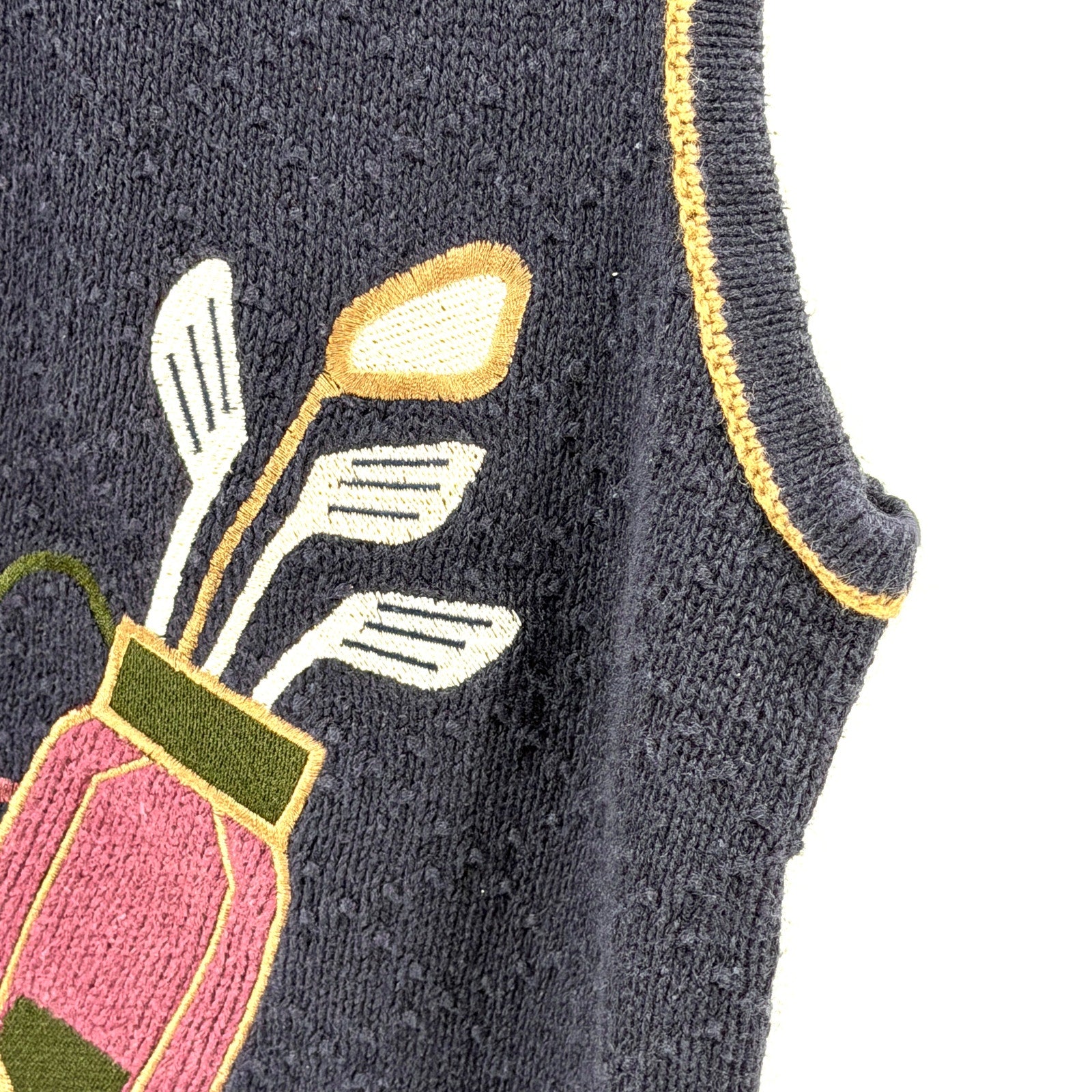 90s Vintage Christopher & Banks Navy Blue Golf Themed Zip Up Sweater Vest