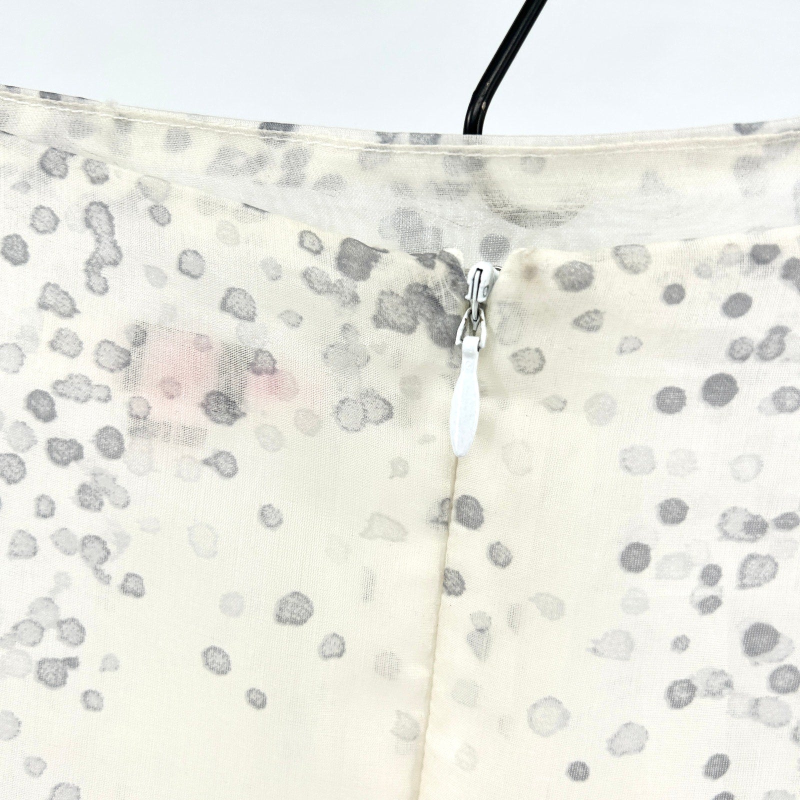 Vintage 90s Yumi Eto Cream Sheer Dot Print Pencil Skirt