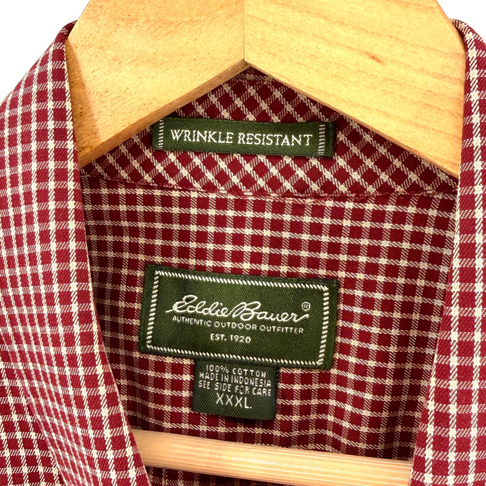 Vintage Y2K Eddie Bauer Red Plaid 100% Cotton Gingham Button Down Shirt