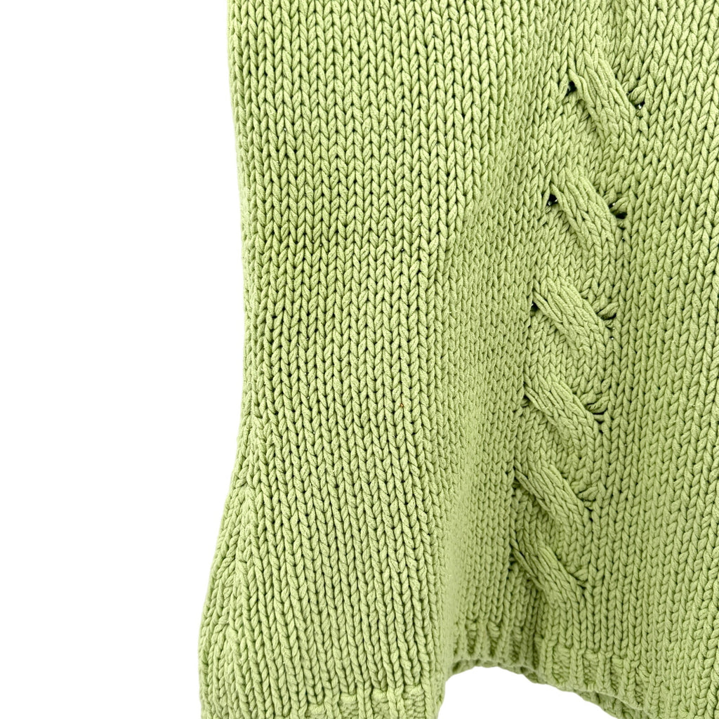 Vintage 90s Lime Green 100% Cotton Cable Knit Sweater Vest Tank