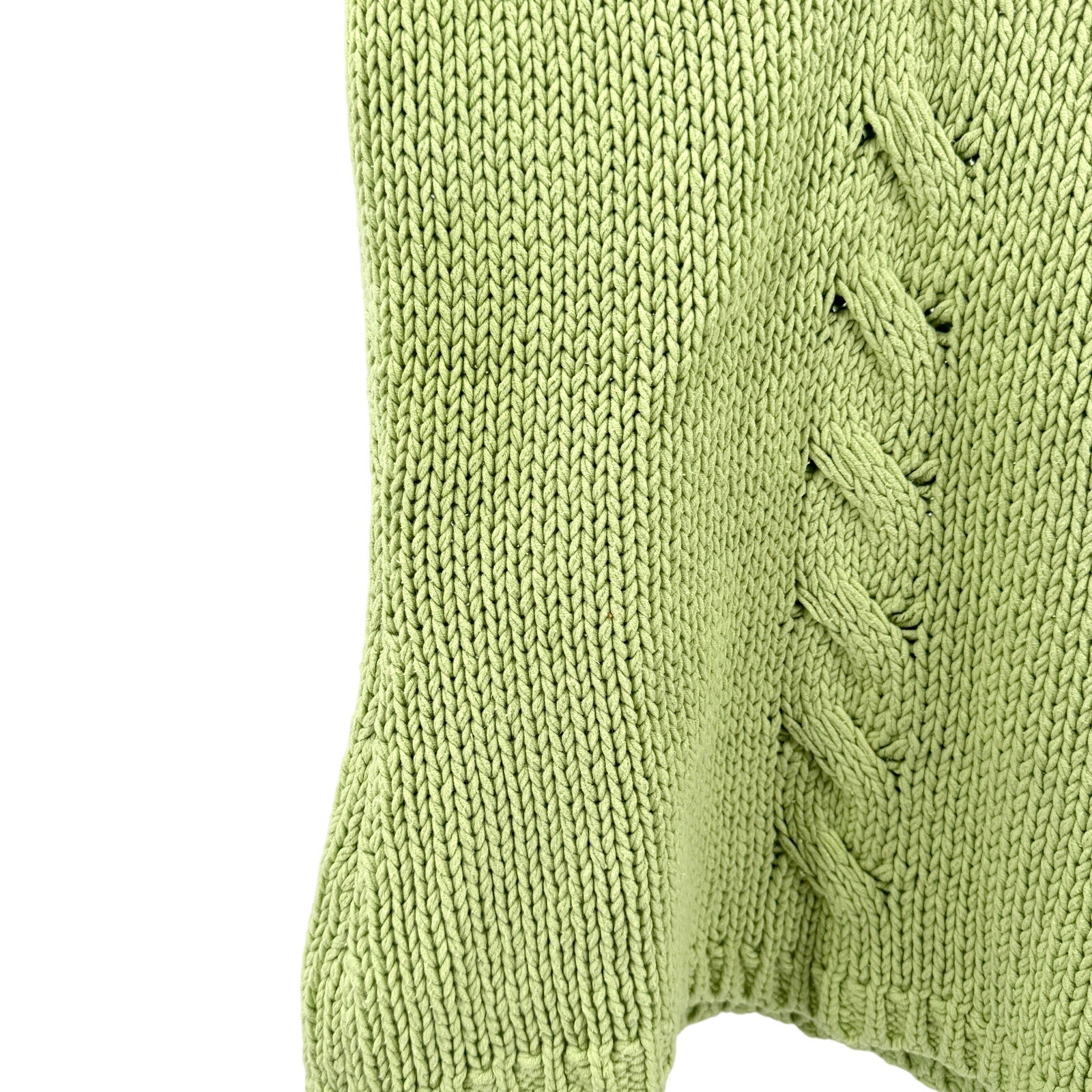 Vintage 90s Lime Green 100% Cotton Cable Knit Sweater Vest Tank