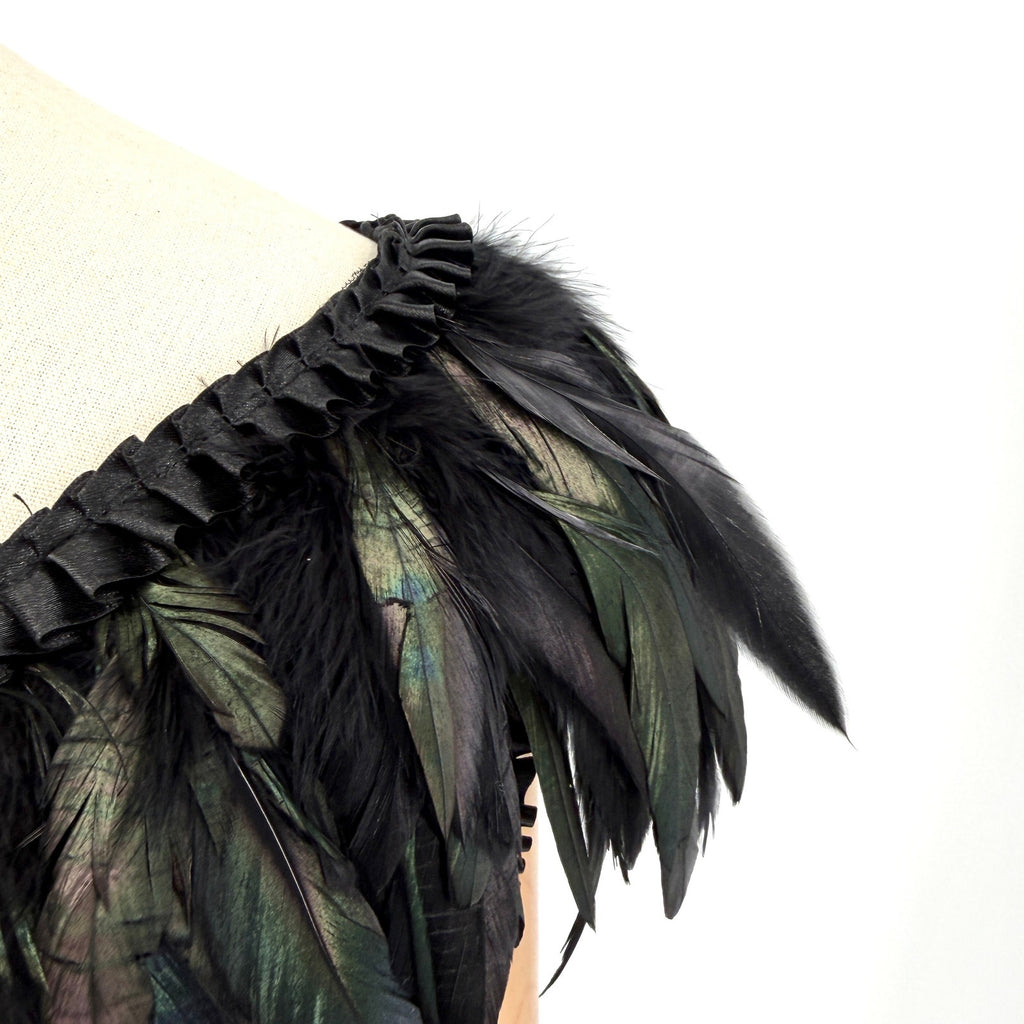 Be Wicked Black Genuine Feather Cropped Shrug Bolero Capelet
