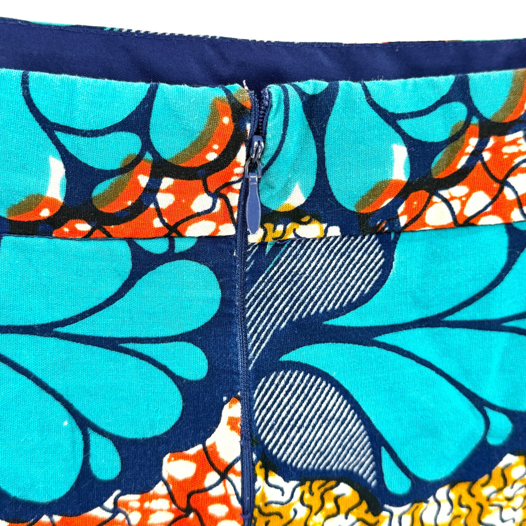 Vintage Y2K Handcrafted South African Shweshwe Print Pencil Skirt