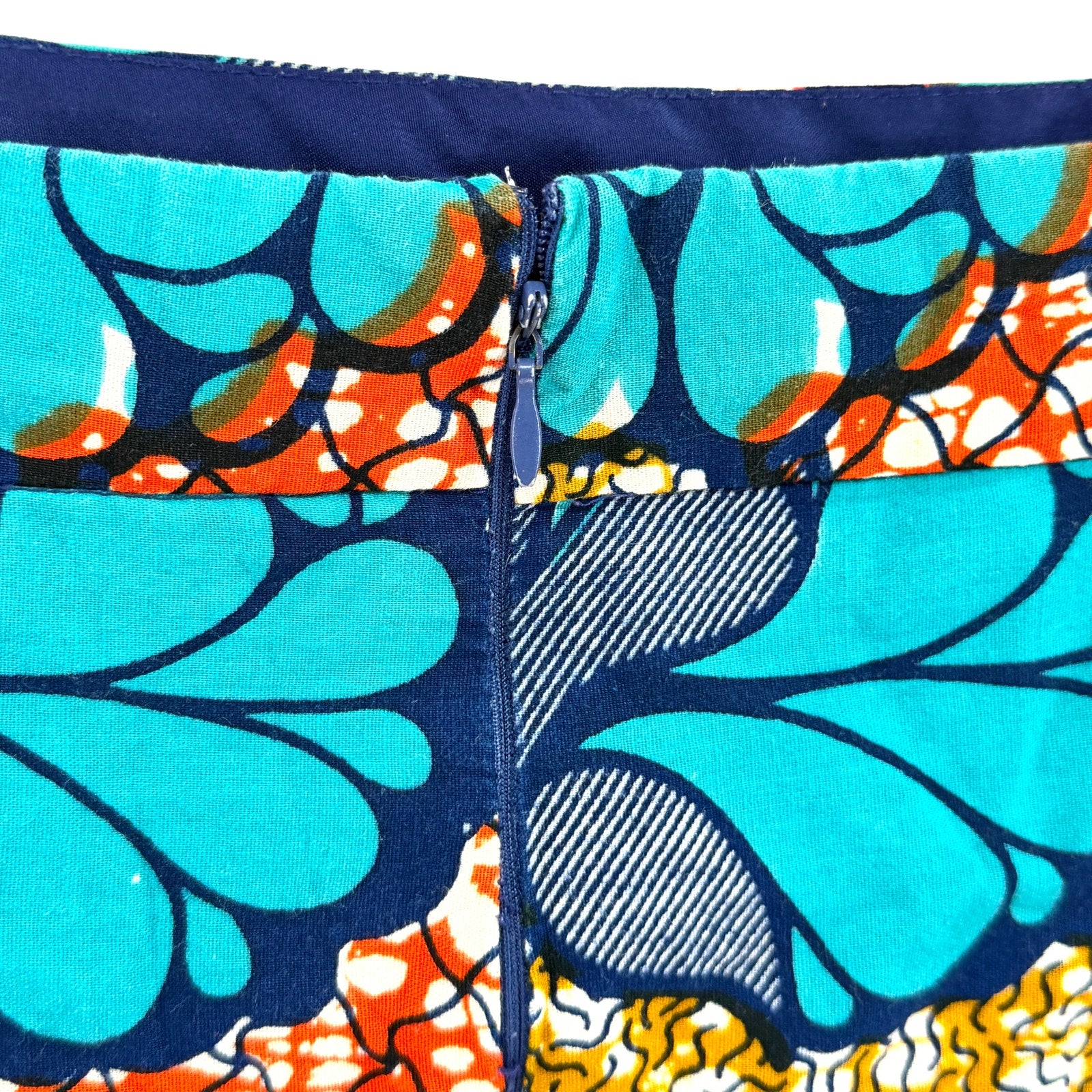 Vintage Y2K Handcrafted South African Shweshwe Print Pencil Skirt