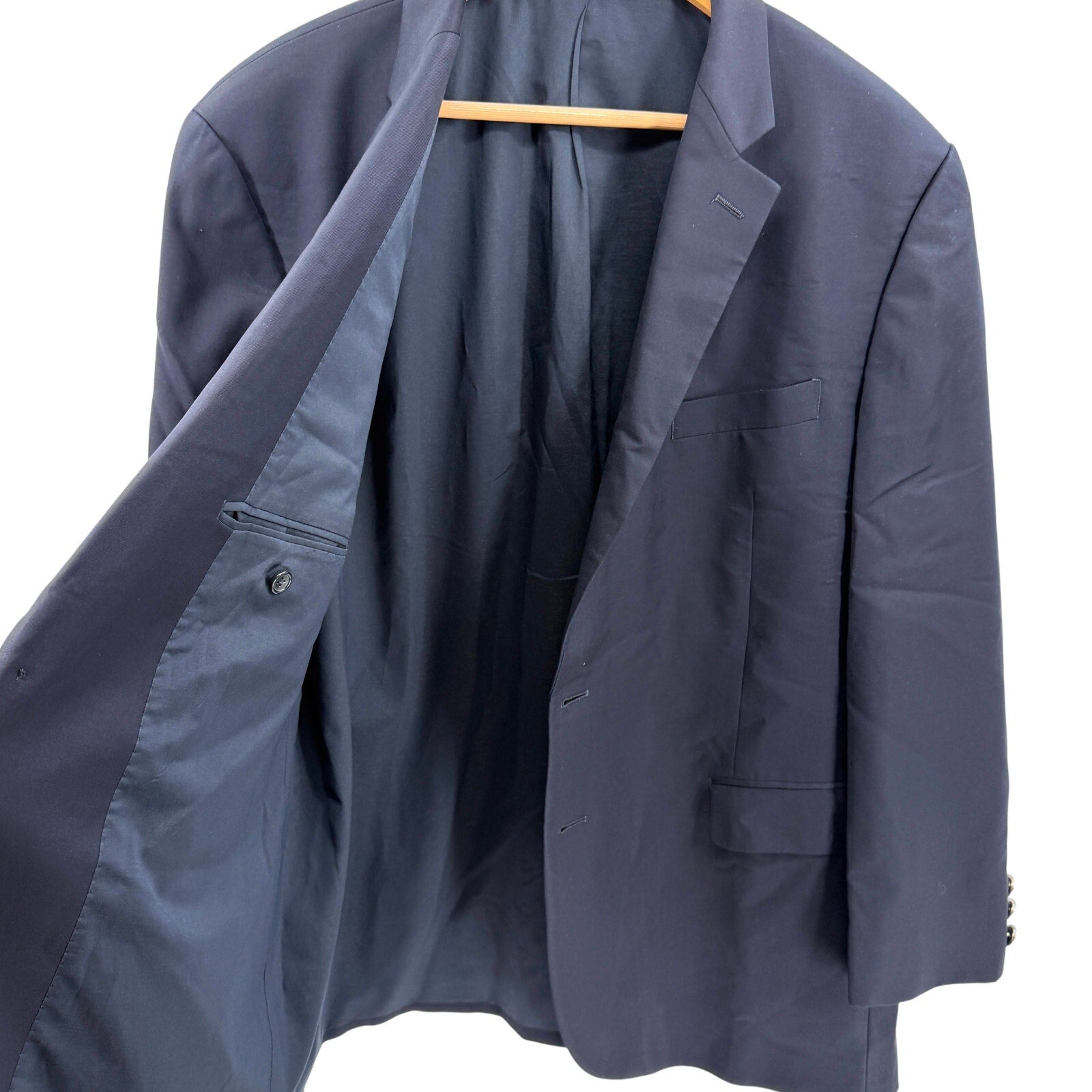Lauren Ralph Lauren Navy Blue 100% Wool Preppy Crest Buttons Blazer