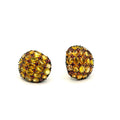 Vintage 90s Genuine Yellow Sapphire Garnet Dome Statement Stud Earrings