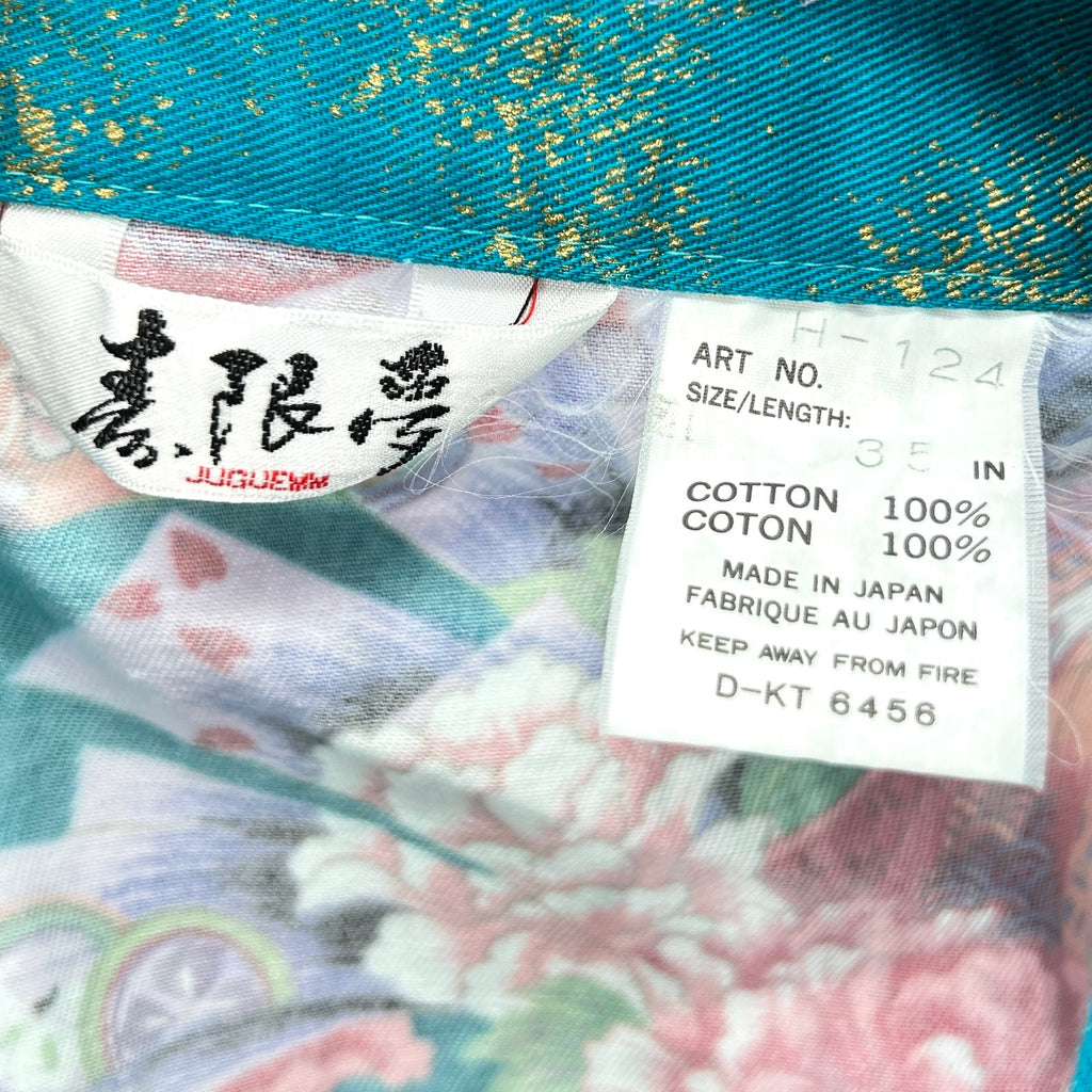 Vintage y2k Japanese Teal 100% Cotton Twill Child’s Kimono