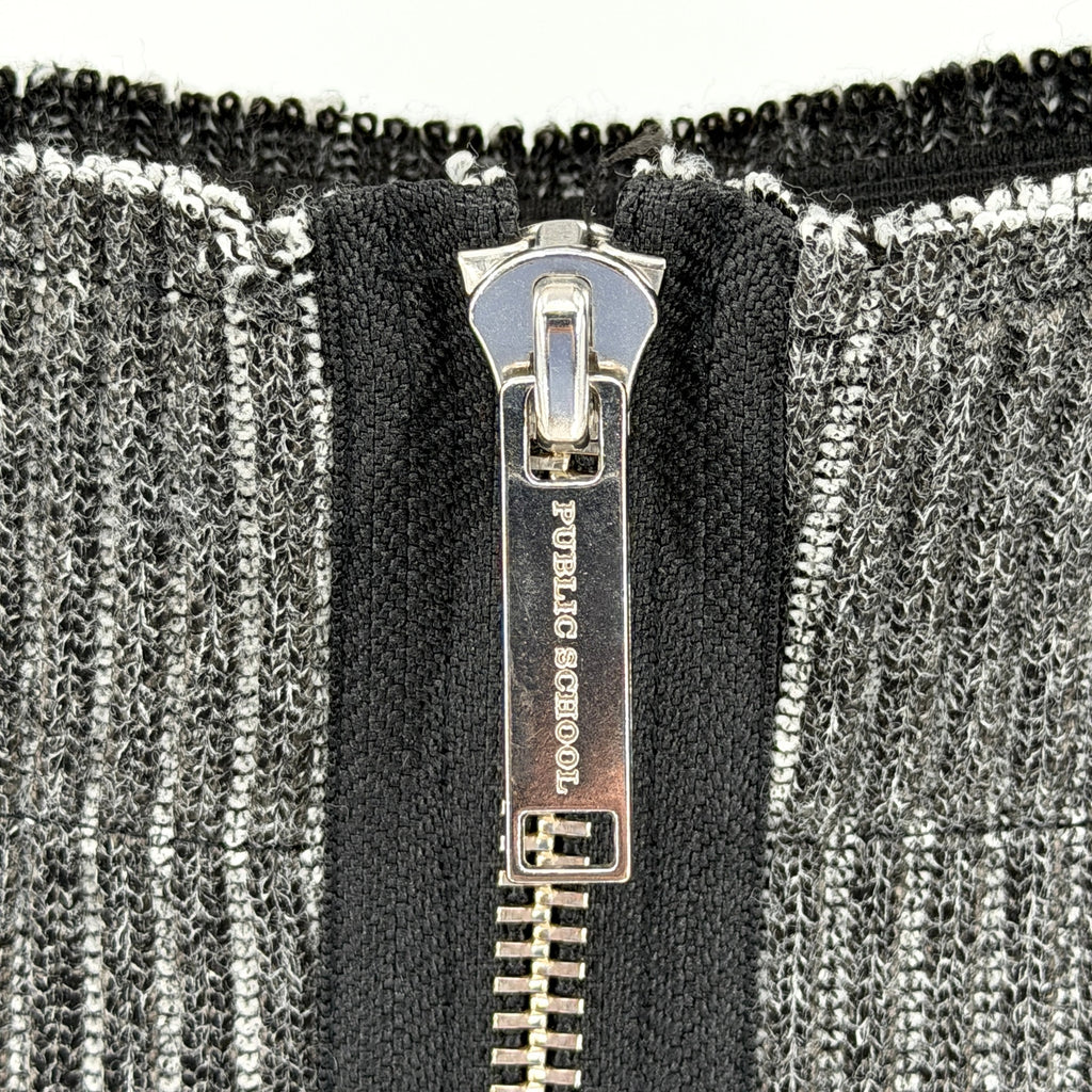 Public School New York Grey Ribbed Knit Zip Front Mini Skirt