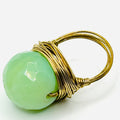 Green Jade Gold Wire Wrapped Statement Ring