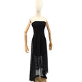 Eva Brazzi Black Strapless Mesh Net High Low Mini Dress