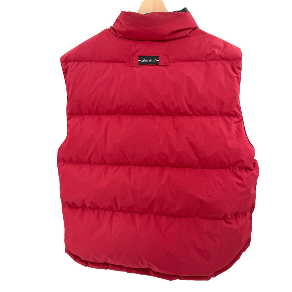 Vintage 90s Eddie Bauer Green Plaid Red Reversible Goose Down Puffer Vest