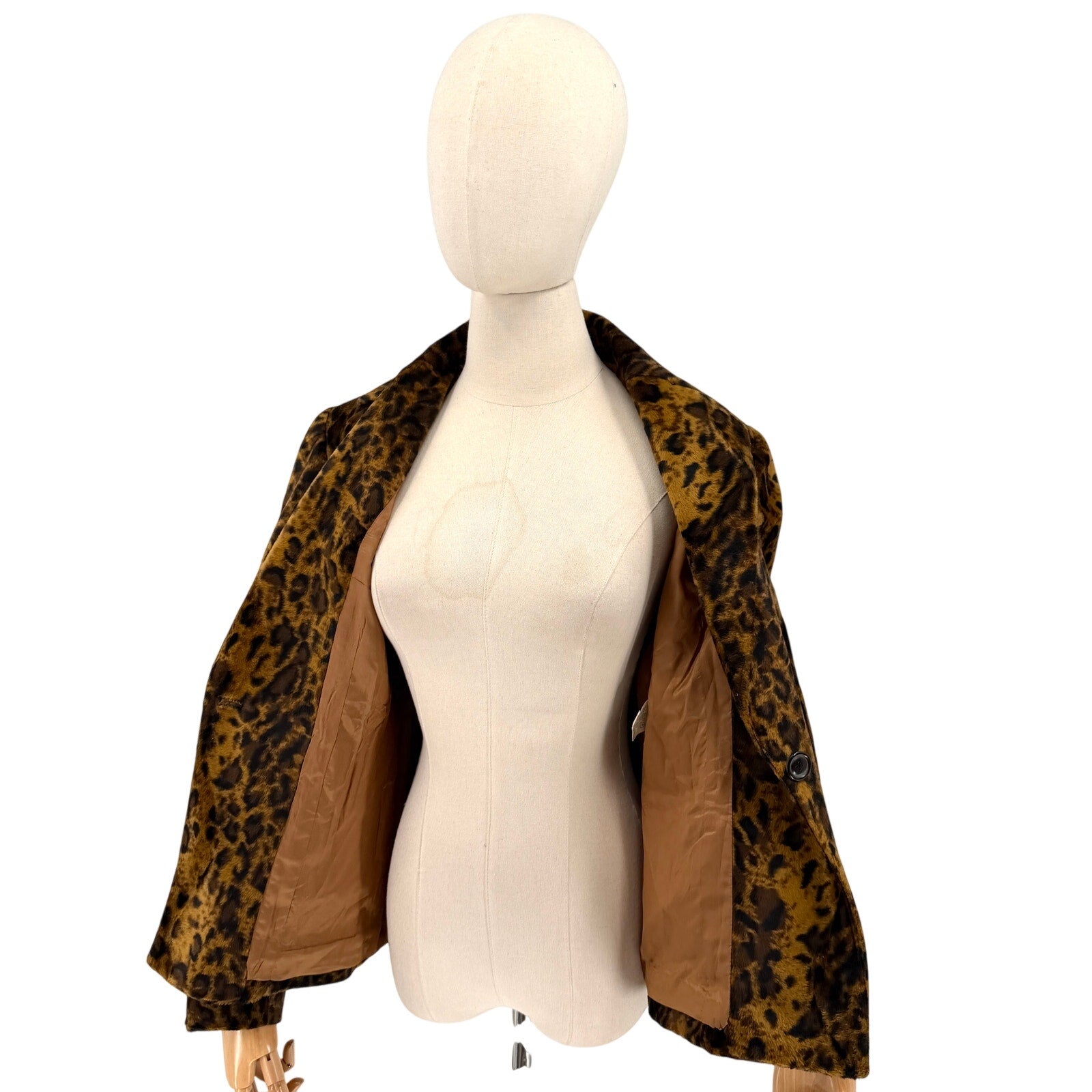 Vintage 90s Emanuel Ungaro Liberte Leopard Print Faux Fur Blazer Jacket