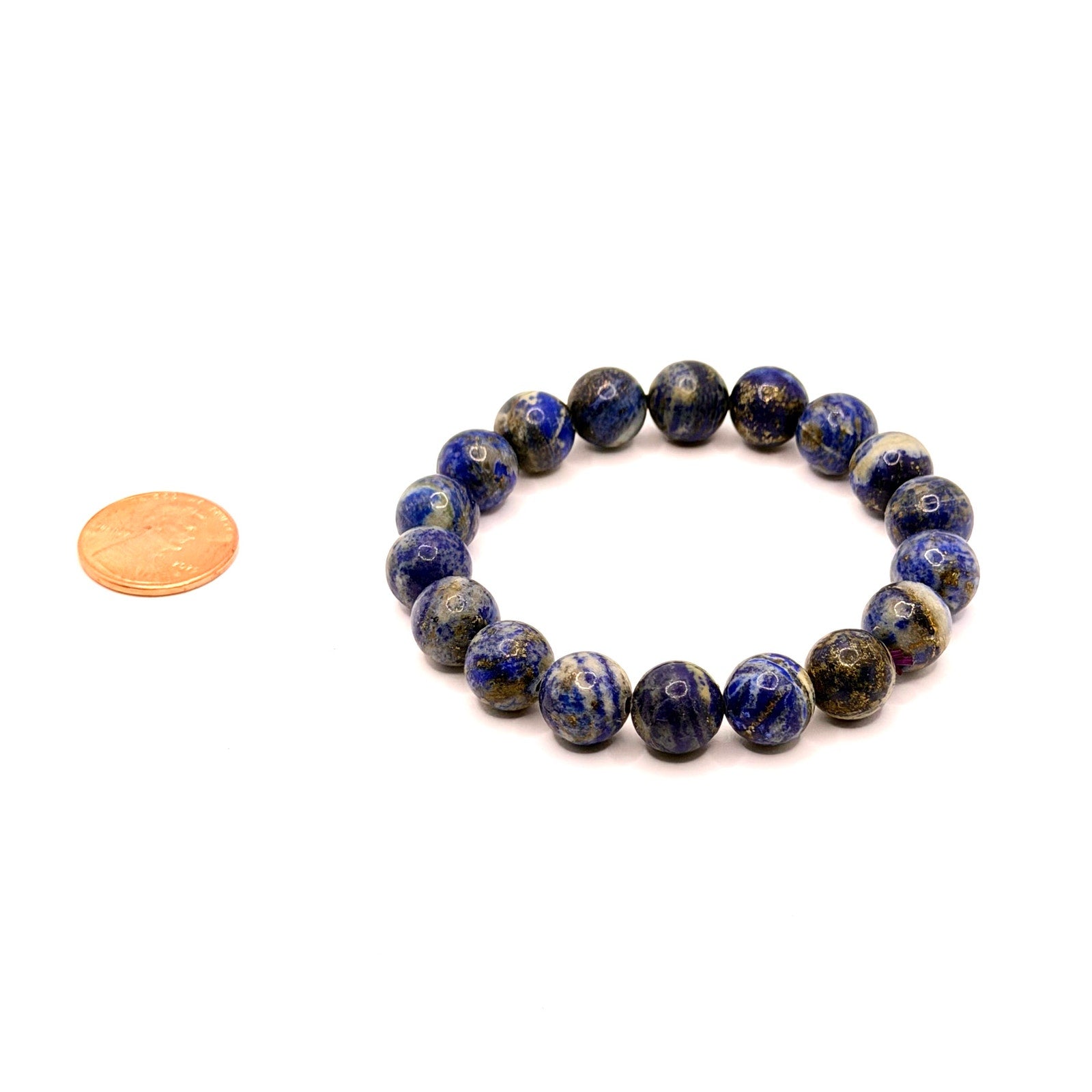 Vintage 90s Lapis Lazuli Speckled Gemstone Stretch Bracelet