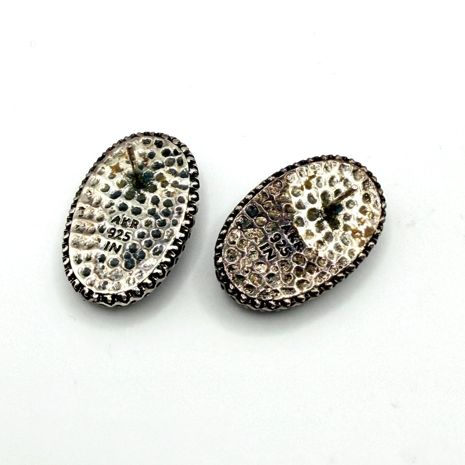 Vintage 90s Amy Kahn Russell Sterling Silver Tiger Eye Oval Post Earrings