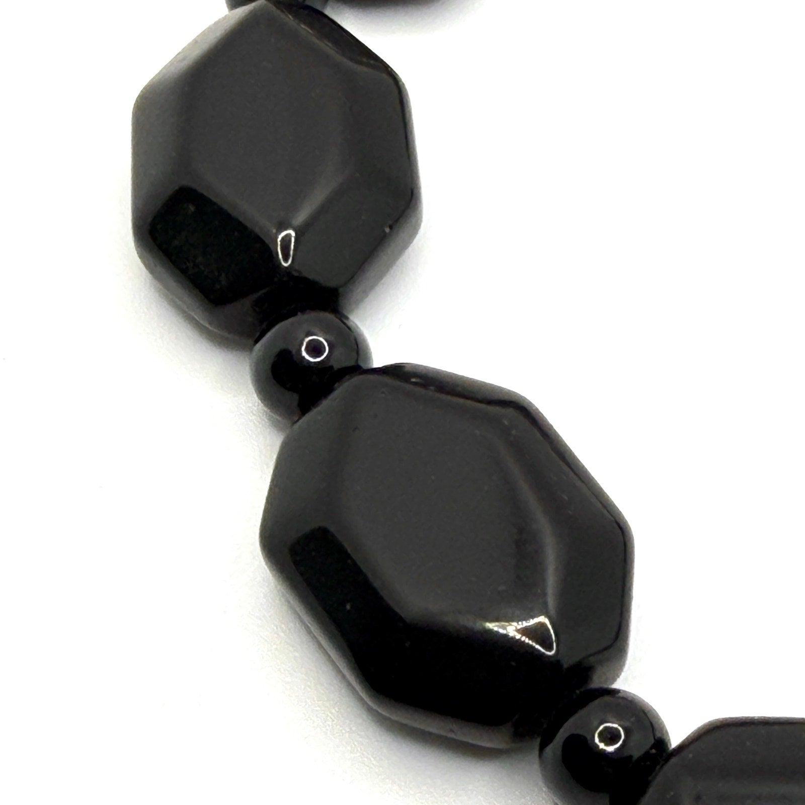 Vintage 90s Black Onyx Faceted Geometric Chunky Statement Necklace